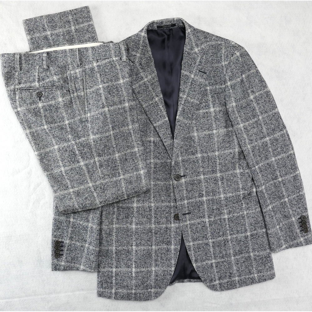 Suitsupply x Ferla Hudson 36R Alpaca Cotton Glen Check Windowpane Flannel Suit - Picture 4 of 16